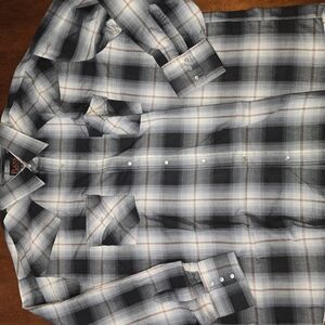 Stylish Black and Gray Plaid Button Down Shirt